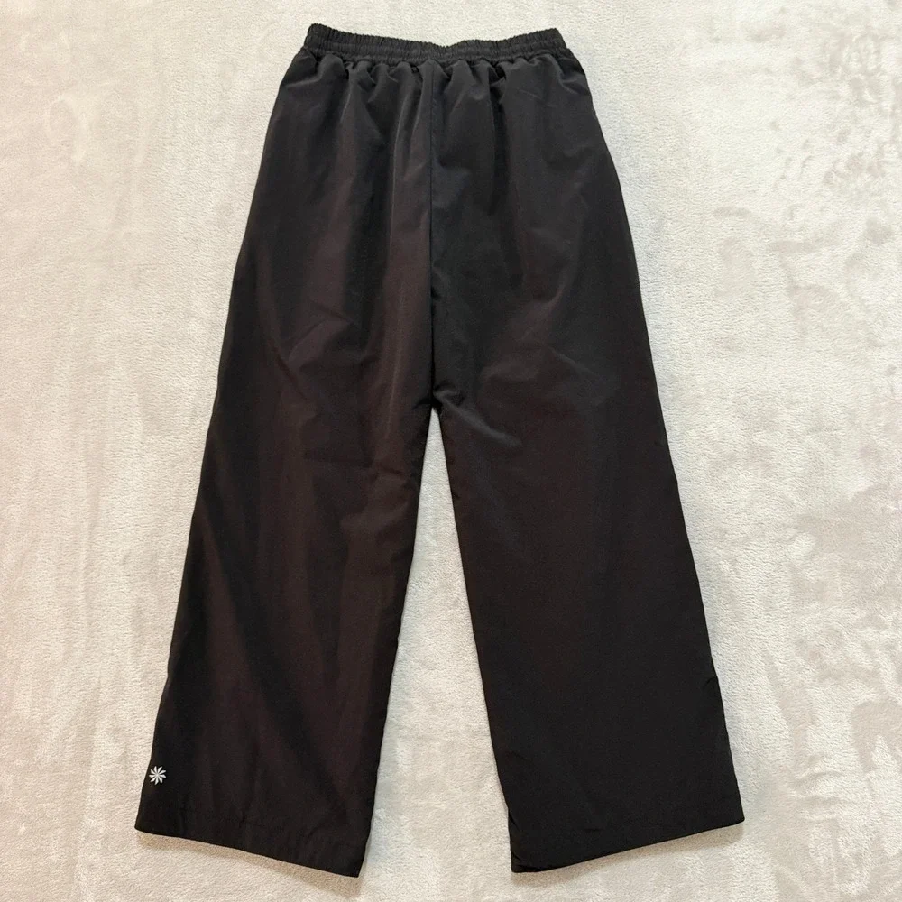 Athleta Girl Wide Leg Pants Girls S 7 Black Athletic Lined Stretch Active Relax